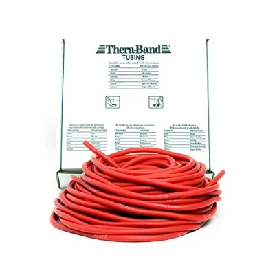 Image of THERABAND Latex Resistance Tube for Pilates, Home Gym, Rehab, Professional Physical Therapy, &amp; Fitness Equipment, Training, Elastic Band, 7.5 Metre, Red, Medium