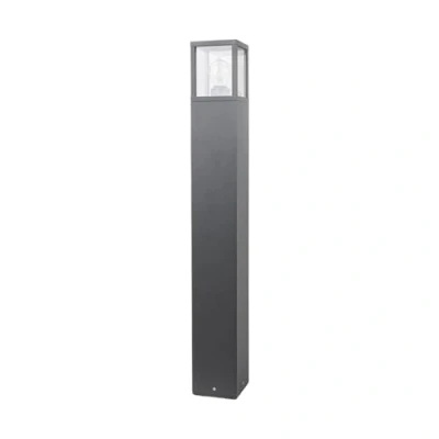 Image of Lucande Modern Outdoor Lights Mains Powered, Die cast Aluminum Bollard Lantern Light Post 65 cm IP54 for Garden Driveway Patio Porch, 1 Light, Suitable LED E27, Graphite Grey