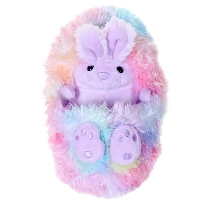 Image of Curlimals Rainbow Bunny called Bo, Cute Interactive Rabbit Teddy Bear, Sensory Toys for Kids, Responds to Touch: Talks, Makes Noises, Curls Into a Ball!