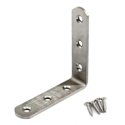Image of (6 Pieces) 80x80x3mm Angle Connector Corner Brackets (Thickness 3mm) Stainless Steel L Shape Brace with Screws