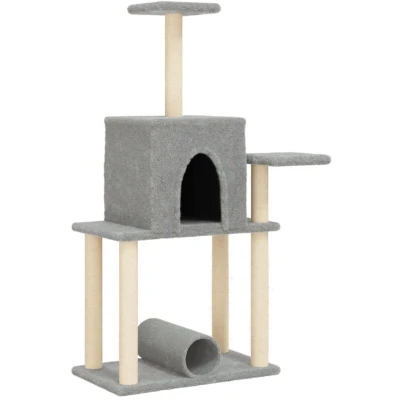 Image of vidaXL Cat Tree with Sisal Scratching Posts Light Grey 122 cm