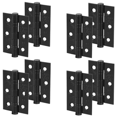Image of Decoranddecor Door Hinges Internal Fire Rated 3inc / 76mm Ball Bearing Steel Matt Black 4 Pairs