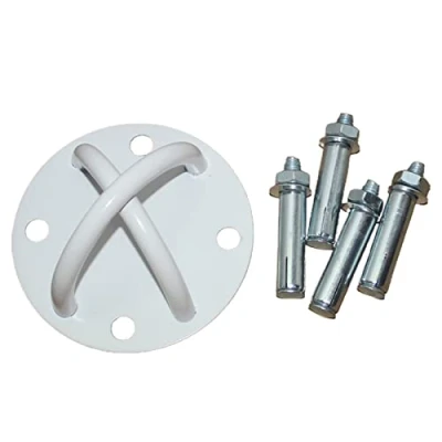 Image of 2pcs Ceiling Wall Mount Anchor for Suspension Straps Strength Training Bracket Gym Yoga Olympic Ring (White 4 hole)