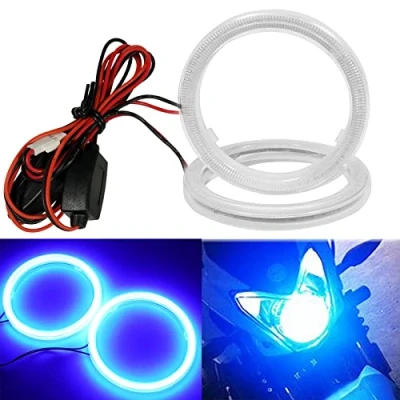 Image of Qasim 1 Pair 70MM 60SMD COB Led Halo Ring Angel Eyes Car Headlight Day Running Light DRL with lampshade Cover Blue 12V 24V DC