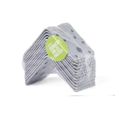 Image of Heavy Duty Angle Connector with Ribbing Bulk Pack Sendzimir Galvanised 70 x 55 mm / 12 STK.