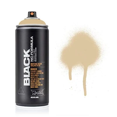 Image of Montana Black Spray Paint, Matt Finish, 400ml Can, Colour: BLK8010 Sand
