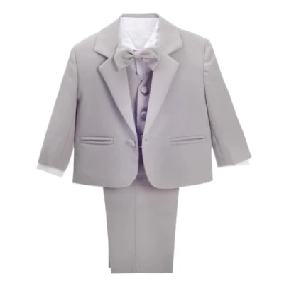 Image of Lito Angels Baby Boy&#039; 5 Pcs Set Formal Tuxedo Suits No Tail Dress Wear Suit Outfits Size 3 Years (Tag Number 04), Grey