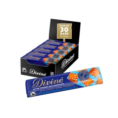 Image of Divine Milk Chocolate With Salted Caramel 35g bars (Pack of 30)