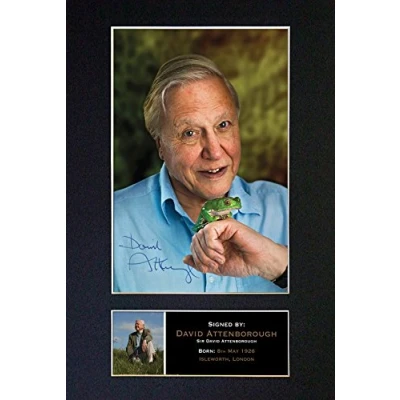 Image of DAVID ATTENBOROUGH Signed Autograph Mounted Photo Reproduction Print A4 Very Rare (297 x 210mm) #339 (Mount &amp; (Not Framed))