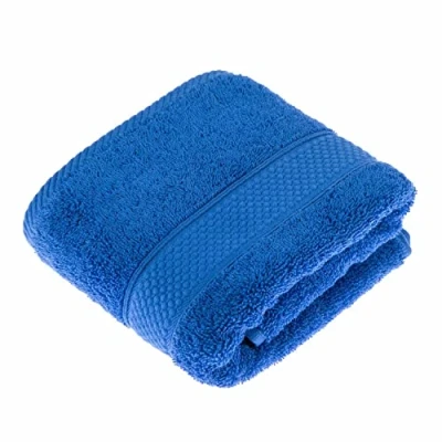 Image of HOMESCAPES Blue Turkish Cotton Hand Towel Super Soft Thick &amp; Absorbent 500 GSM Heavy Weight for everyday Luxury
