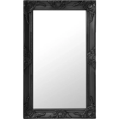 Image of vidaXL Baroque Style Wall Mirror Black Wooden Frame with Decorative Pattern 50x80 cm Ideal for Dressing Room, Bedroom, and Living Room Decor