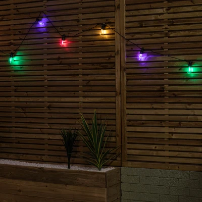 Image of Set of 10 Indoor Outdoor Connectable Vintage Festoon Lights with Multi Coloured LEDs