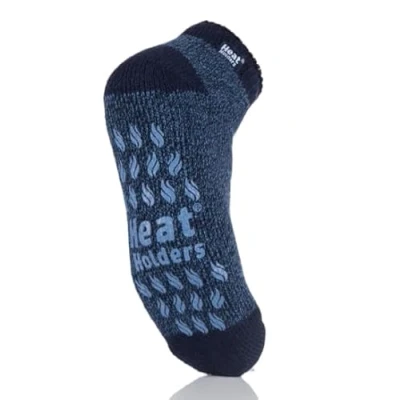 Image of HEAT HOLDERS Mens Thermal Winter warm Non Slip Ankle Slipper Socks UK Size 6 11 (Navy/Denim Twist)
