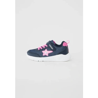 Image of Geox Sprintye GIRL Trainers for kids, Size: 5, Navy/fuchsia Imitation leather/ textile
