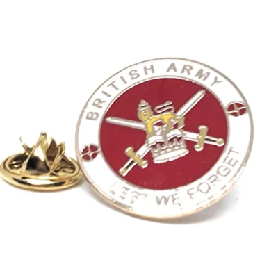 Image of 1000 Flags British Army Crest &#039;Lest We Forget&#039; Pin Badge MOD Approved