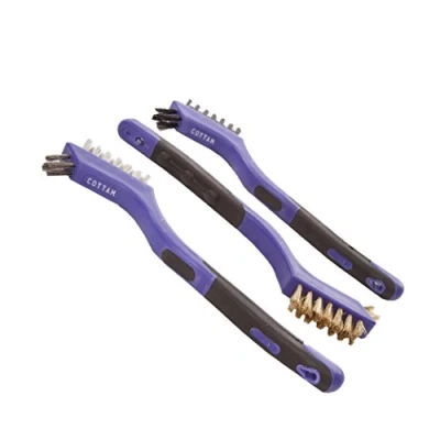 Image of COTTAM Mini/Small Wire Brush Set (x3 Brushes) Nylon, Brass, Stainless Steel The Brushes for Rust Removal, Grout Cleaning &amp; BBQ Grill