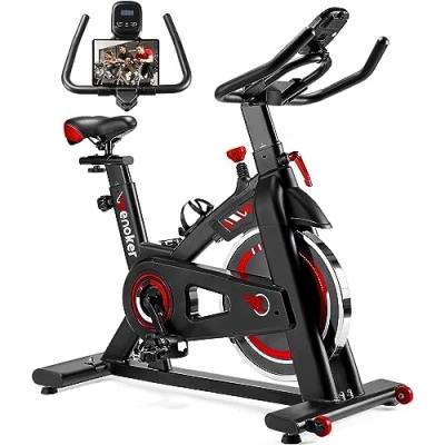 Image of Wenoker Exercise Bike Indoor Cycling, Spin Equipment for Home Gym Use with LCD Display &amp; Tablet Holder Fitness Workout Cardio Training Machine