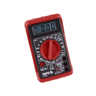 Image of Yato Universal Electrical Digital Multimeter Ideal for Electric and Automotive Use, Lightweight, Multiple Test Functions, Plastic Housing in Rubber Case Protector, 140g, YT 73080