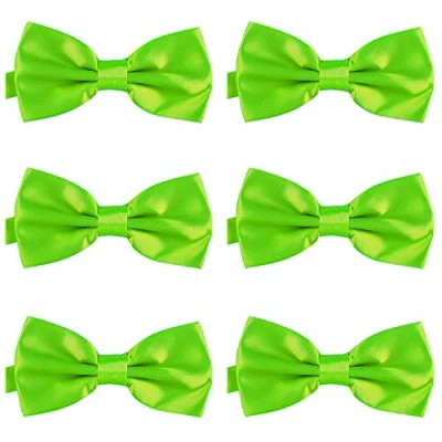 Image of DonDon Set of 6 Men’s bow tie 4.72 x 2.36 12 cm already tied and completely adjustable Neon green