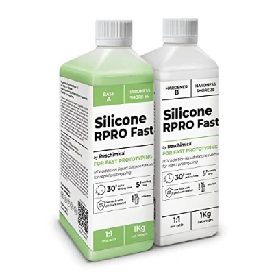 Image of Silicone Rubber for Medium Hardness Moulds R PRO Fast, Mould Making kit DIY, 100% Safe, Non Toxic, Liquid, with Platinum Catalyst, high Tear Resistance, 1:1 Mixing Ratio (2 kg)