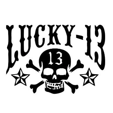 Image of 12 x 8.3 CM Approx Lucky 13 Skull Bumper Sticker Vinyl Car Decal Black