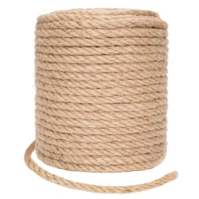 Image of awagas 10mm Jute Rope, 50m/164 Feet Natural Hemp Rope 4 Strand Twisted Twine String Manila Hessian for Crafts DIY Cat Scratcher Decoration Gardening Bundling Wall Hanging