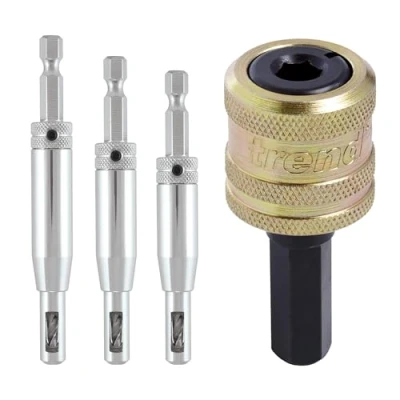 Image of Trend Snappy 4 Piece Drill Bit Guides Set for Accurate Pilot Hole Drilling, Self Centring, Quick Release System, SNAP/DBG/SET