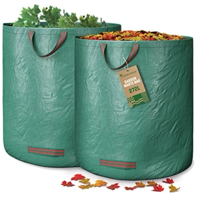 Image of GardenGloss® Garden Waste Bags Heavy Duty with Handles (2pcs) 272L High Capacity Bag UV Stable and Water Repellent Reusable
