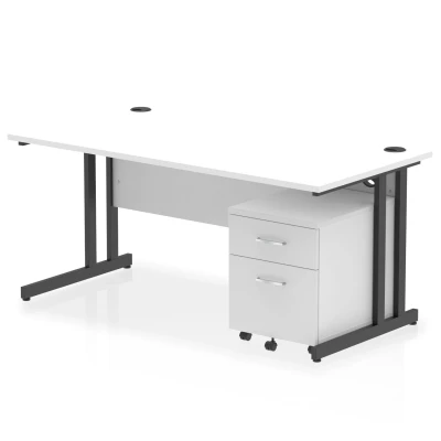 Image of Impulse 1600x800 Desk Cantilever Leg White/Black 2 Drawer Mobile Ped