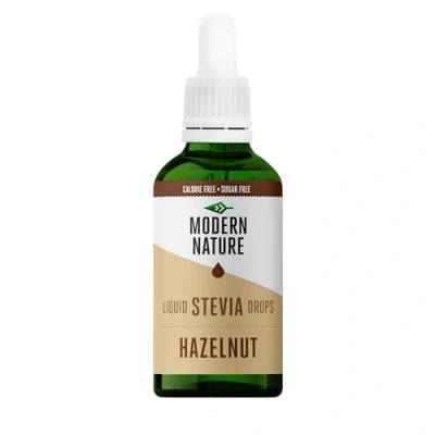 Image of Modern Nature Hazelnut Flavour Drops Liquid Stevia Sweetner Zero Calorie Sugar Free Coffee Syrup Alternative Flavoured Coffee, Protein Powder, Yoghurt, Tea Vegan, Keto Sweetener 100ml