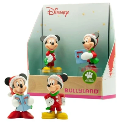 Image of Bullyland 15074 Walt Disney Mickey and Minnie in Christmas Costume, Lovingly Hand Painted Figures, PVC Great Gift for Boys Girls Imaginative Play