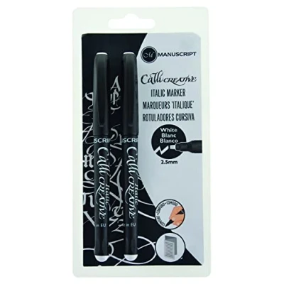 Image of MANUSCRIPT Callicreative White 2.5mm Italic Calligraphy Markers Pack of 2