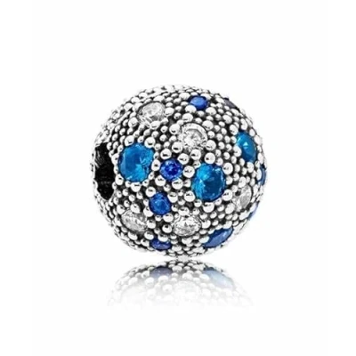 Image of CWOne Designs Sterling Silver Bracelet Clip Charms Ideal for Pandora Charm Bracelets and Necklaces (Cosmic Star Blue)