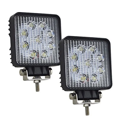 Image of AUXTINGS 2 Pieces 4 inch Flood LED Work Light Bar 27W Off road Trucks SUV Driving Fog Lights,Square,DC 12V 24V