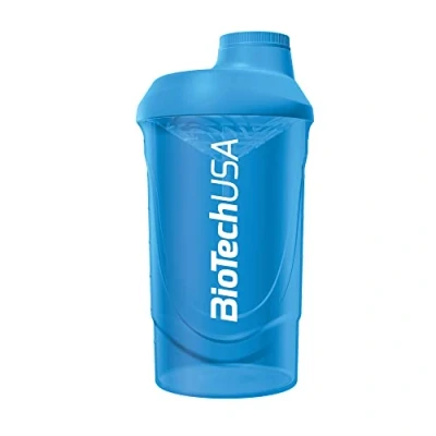 Image of BioTechUSA Wave Shaker Bottle 100% Leak Proof Enhanced Blending Durable &amp; Safe Easy to Use Clean, 600 ml, Blue