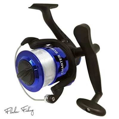 Image of FLADEN fishing CHARTER SURF Beach 70 (1BB) Front Drag Large Fixed Spool Spinning Reel with 15lb line on Shore, Casting and Boat [11 42070CB]