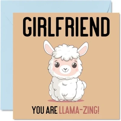 Image of Birthday Cards for Girlfriend Llama Zing Funny Happy Card from Boyfriend, Partner Gifts, 145mm x Joke Greeting Women Her
