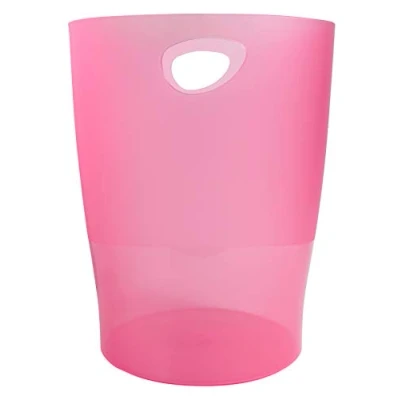 Image of Exacompta Ref 45354D Ecobin Waste Paper Bin 263 x 335mm in Size, Large Capacity of 15 Litres, Easy Clean Interior Translucent Raspberry