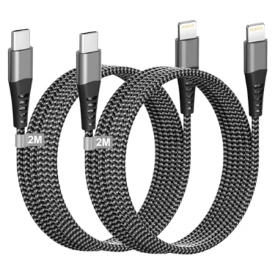 Image of USB C to Lightning Cable 2M 2Pack [Apple MFi Certified], Fast iPhone Charger Charging Long iPad Lead Wire for 14 Pro/13/12/11/XS Max/XR/X/8
