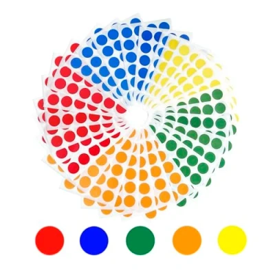 Image of XNJIHWA 19mm Dot Stickers Round Color Coding Self Adhesive Coloured Sticker 5 Colours for Paper Scrapbook,Pack of 720