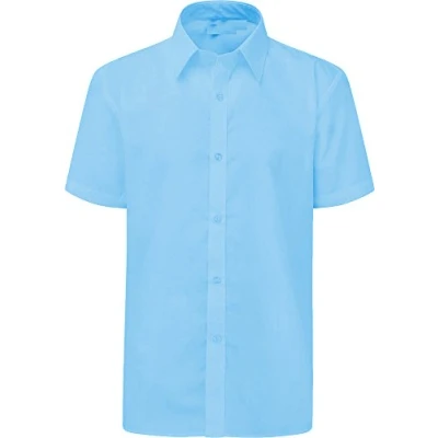 Image of Boys School Shirt Short Sleeve Twin Pack Sky Blue 17&#039; Collar