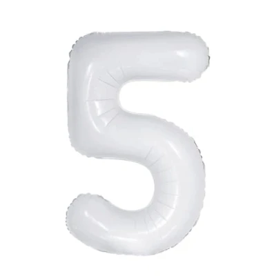 Image of Zebra Balloons White Number 5 Foil Balloon, 101cm/40inch