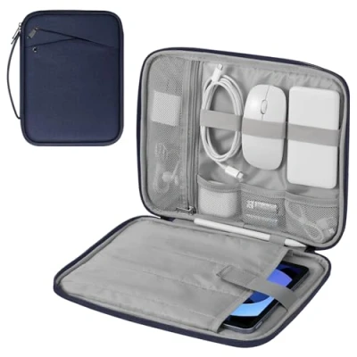 Image of MoKo 9 11 inch Tablet Sleeve Carrying Case with Handle, Padded Protective Travel Bag for New iPad Air/Pro 2024, 10th Gen 10.9, Air 5/4th 9/8th 10.2, Tab S9/S8 11, Indigo
