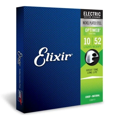 Image of Elixir 19077 Strings Electric Guitar with OPTIWEB® Coating, Light/Heavy (.010 .052), Blue