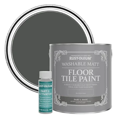 Image of Rust Oleum Grey Washable Matt Floor Tile Paint Graphite 2.5L