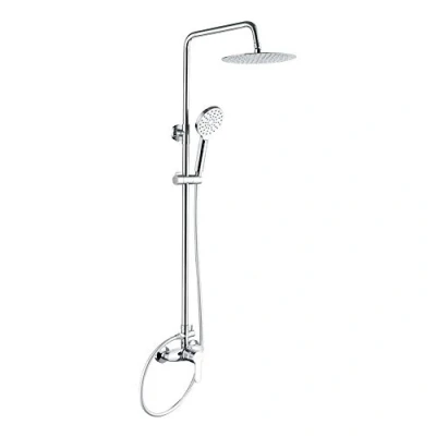 Image of GRIFEMA COLUMNAS G7004 Exposed Single Lever Shower Mixer Tap System with Diverter and Kit, 1/2 Inch Hose Pipe, Chrome