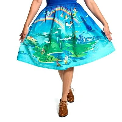 Image of Loungefly Stitch Shoppe Disney Peter Pan Neverland Scene Sandy Skirt Size Small
