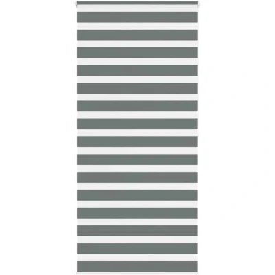 Image of vidaXL Zebra Blind Dark Grey 115x200 cm Fabric Width 110.9 Polyester