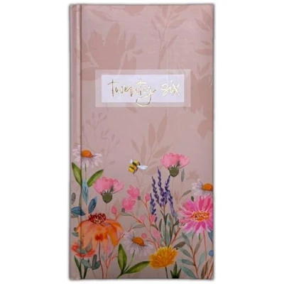Image of 2025 Slim Line Week To View Diary Vintage Floral Executive Design (Pink)