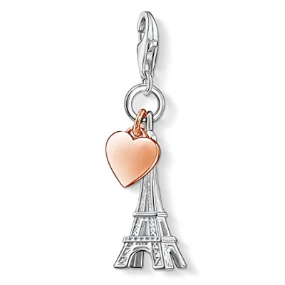 Image of Thomas Sabo Women Charm Pendant Eiffel Tower Paris Heart Club 925 Sterling Silver 0904 415 12